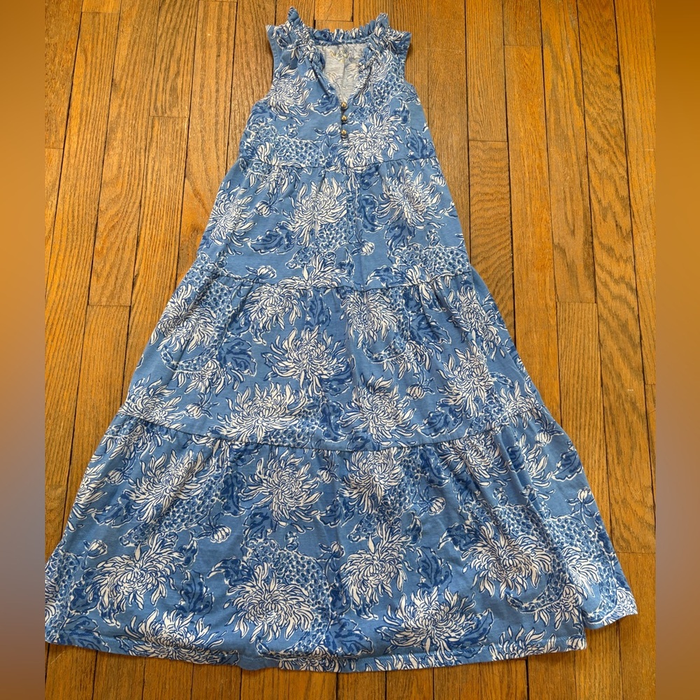 Lilly Pulitzer Girls Blue Floral Maxi Dress